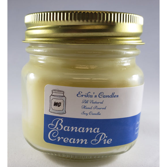 Banana Cream Pie All Natural Hand Poured Soy Wax Mason Jar Candle