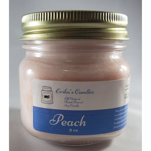Peach All-Natural Hand Poured Soy Wax Mason Jar Candle