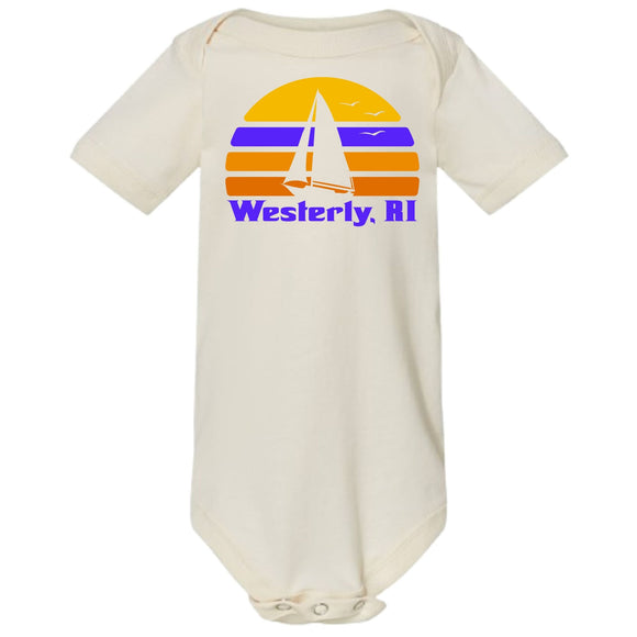 70s Sailboat Natural Baby One Piece