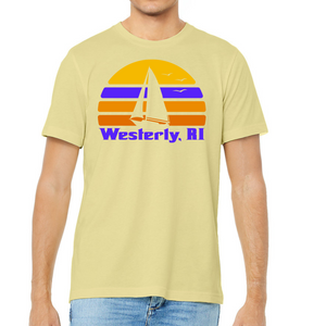 70s Sailboat Heather French Vanilla Unisex Jersey Tee