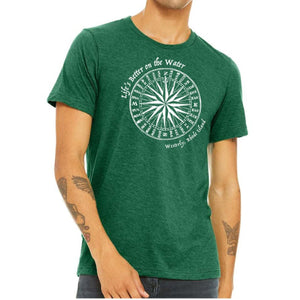 Life’s Better on the Water Heather Grass Green Unisex Jersey Tee
