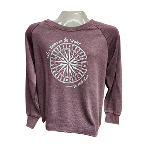 Life’s Better on the Water Wine Mineral Wash French Terry Women’s Sweatshirt