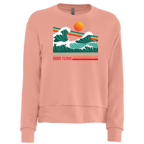 Crashing Waves Desert Pink Women’s Vintage Sueded Crewneck Sweatshirt
