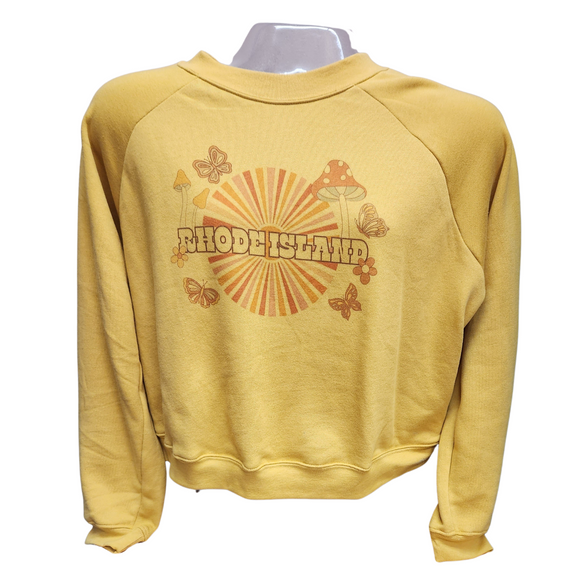 Groovy RI Yellow Mustard Ragan Fleece Women’s Sweatshirt