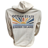 Ocean State Rhode Island White Vintage Unisex Zip Hoodie