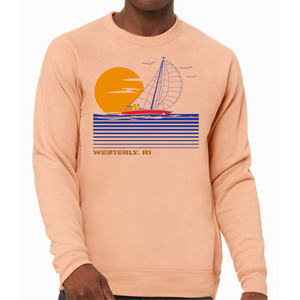 Large Sailboat Peach Raglan Crewneck Sweatshirt