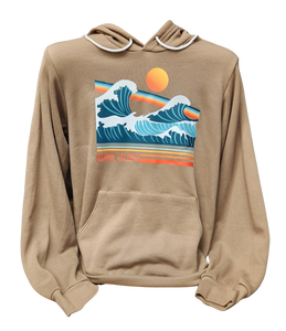 Crashing Waves Vintage Brown Unisex Pullover Hoodie