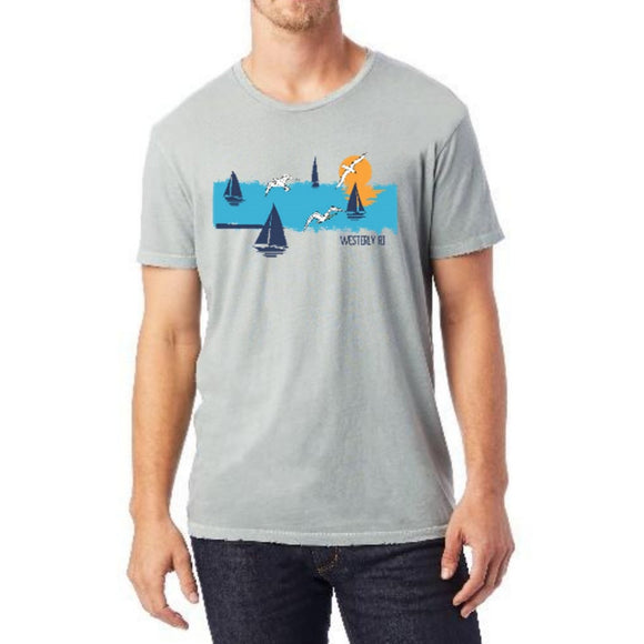 Distressed Ocean Grey Pigment Unisex Distressed Garment Dyed Tee