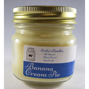Banana Cream Pie All Natural Hand Poured Soy Wax Mason Jar Candle