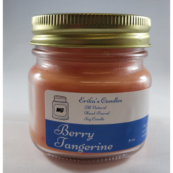 Berry Tangerine All Natural Hand Poured Soy Wax Mason Jar Candle