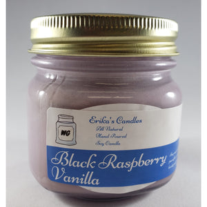 Black Raspberry Vanilla All Natural Hand Poured Soy Wax Mason Jar Candle