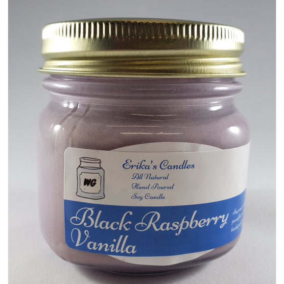 Black Raspberry Vanilla All Natural Hand Poured Soy Wax Mason Jar Candle