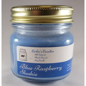 Blue Raspberry Slushie All Natural Hand Poured Soy Wax Mason Jar Candle