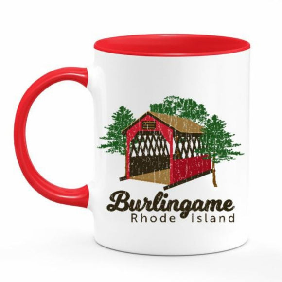 Burlingame White and Red 11 Oz. Ceramic Coffee Mug