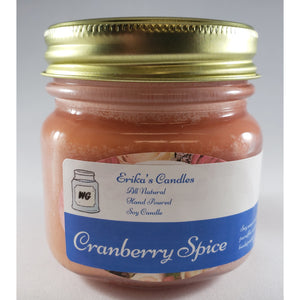 Cranberry Spice All Natural Hand Poured Soy Wax Mason Jar Candle