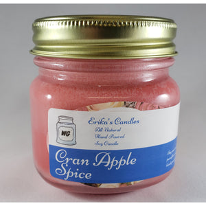 CranApple Spice All Natural Hand Poured Soy Wax Mason Jar Candle