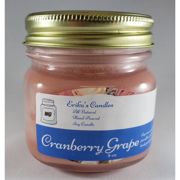 Cranberry Grape All Natural Hand Poured Soy Wax Mason Jar Candle
