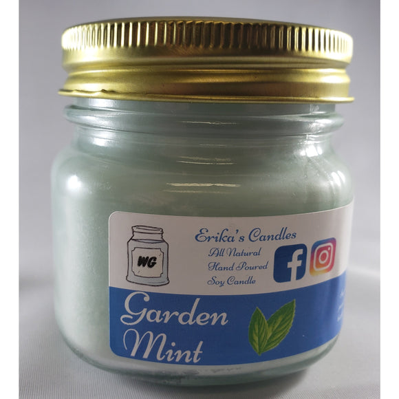 Garden Mint All-Natural Hand Poured Soy Wax Mason Jar Candle