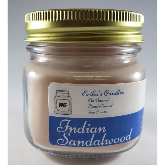 Indian Sandalwood All Natural Hand Poured Soy Wax Mason Jar Candle