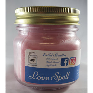 Love Spell All-Natural Hand Poured Soy Wax Mason Jar Candle