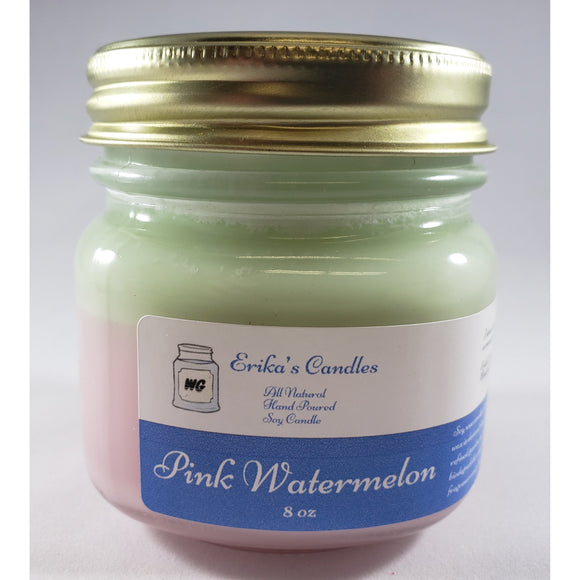 Watermelon All Natural Hand Poured Soy Wax Mason Jar Candle