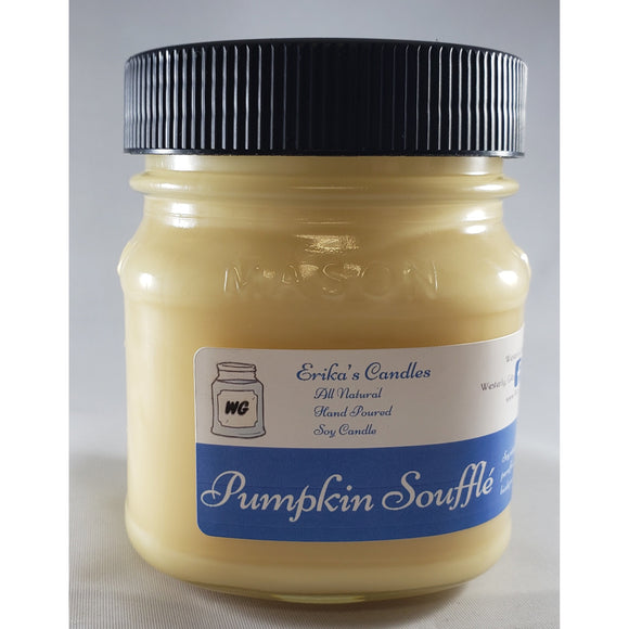 Pumpkin Souffle' All-Natural Hand Poured Soy Wax Mason Jar Candle
