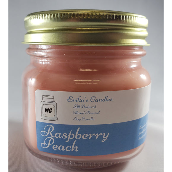 Raspberry Peach All-Natural Hand Poured Soy Wax Mason Jar Candle