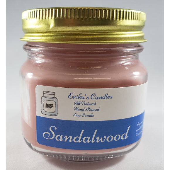 Sandalwood All Natural Hand Poured Soy Wax Mason Jar Candle