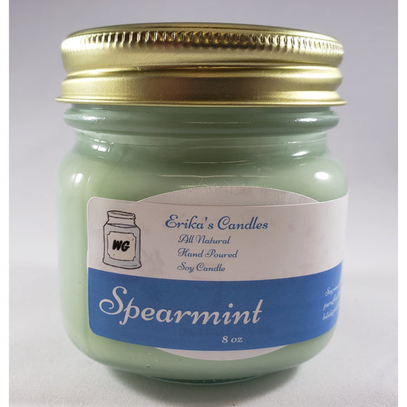 Spearmint All Natural Hand Poured Soy Wax Mason Jar Candle