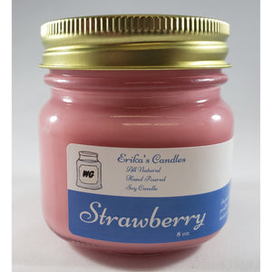 Strawberry All Natural Hand Poured Soy Wax Mason Jar Candle