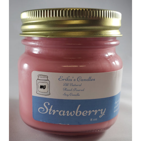 Strawberry All-Natural Hand Poured Soy Wax Mason Jar Candle