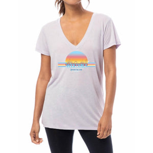 Westerly Beach Lilac Mist Slinky Women's Deep V-Neck Tee