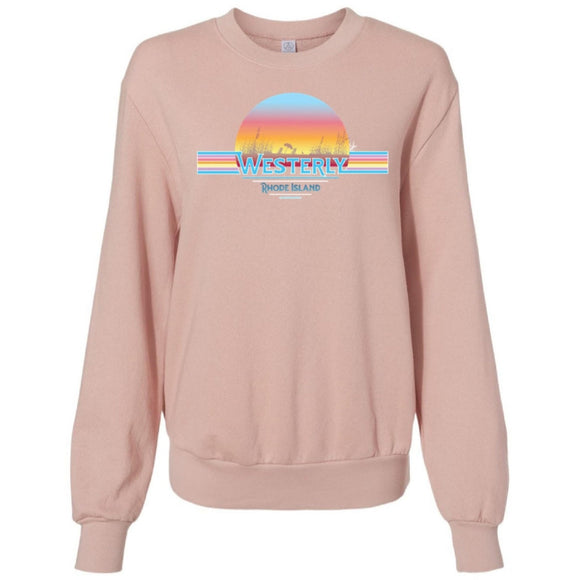 Westerly Beach Rose Quartz Women's Eco-Washed Terry Throwback Sweatshirt